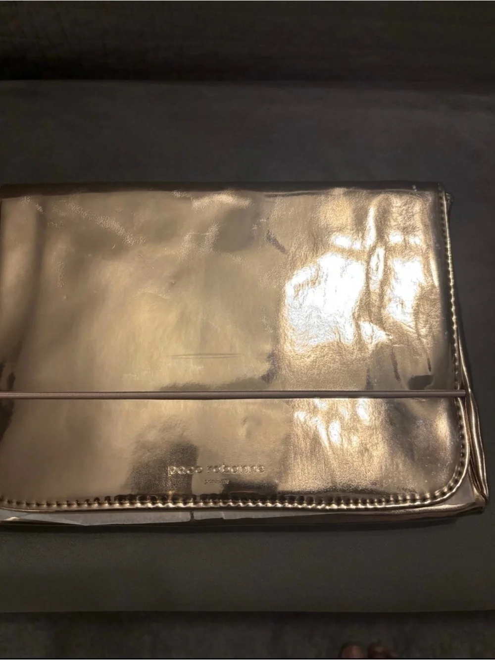 Paco Rabanne Metallic Gold Make-Up Pouch with Winged Logo